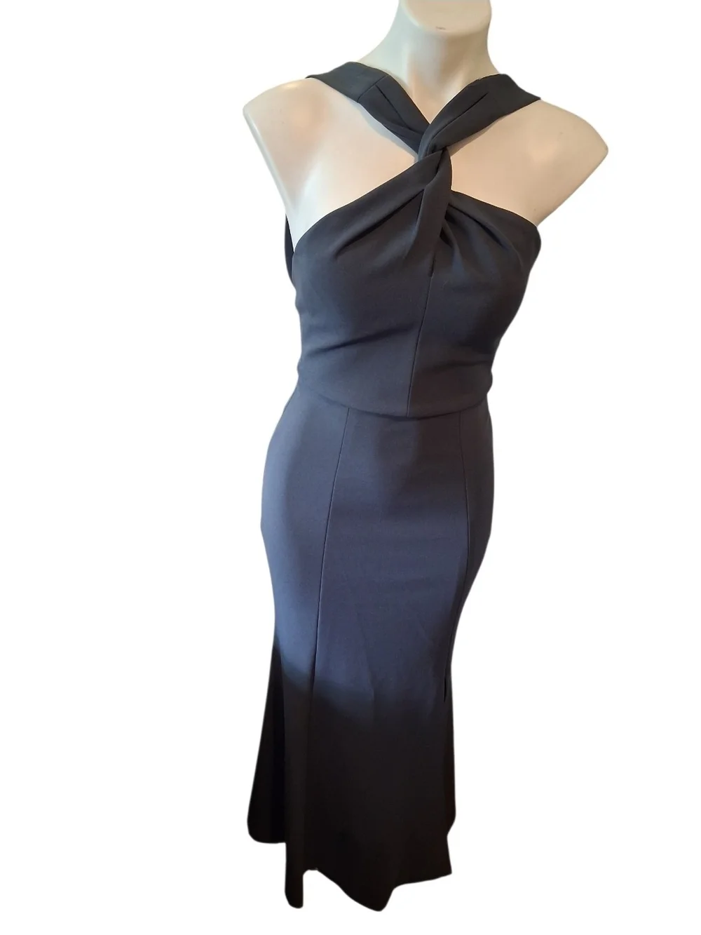 Jenny Yoo Grey  Twist-Front Maxi Dress